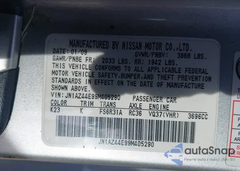 2009 Nissan 370Z Touring from USA, damaged, VIN JN1AZ44E99M405290